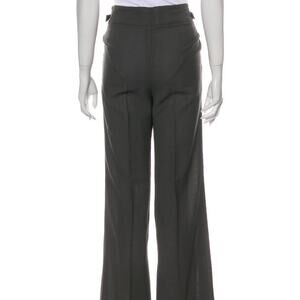 Escada Straight Wide Leg Pant Wool Blend High Rise Buckle Detail Gray US 10 EUC